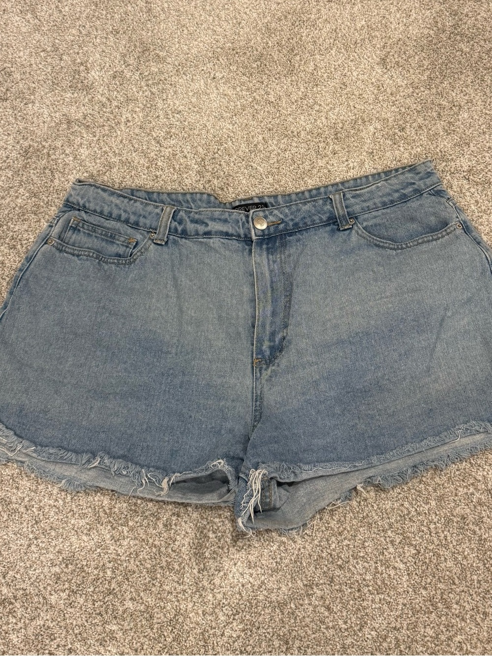 Forever 21 Light Blue High-Rise Denim Shorts